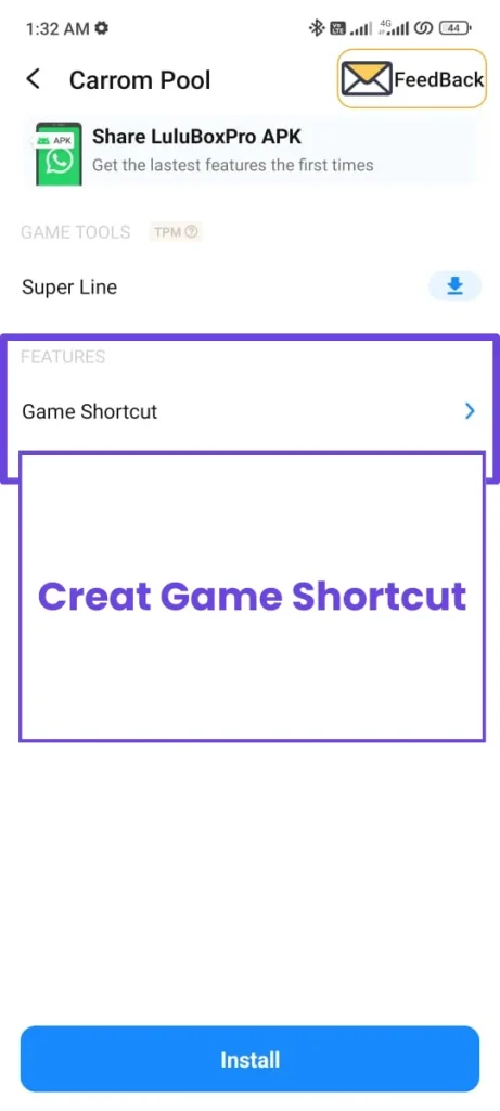An image showing option to make a shortcut for a specific game