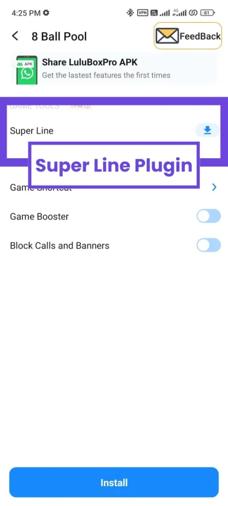 Super Line Plugin for Lulubox 8 Ball Pool in Lulubox Pro