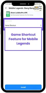 An option to create game shortcut for Lulubox Mobile Legends